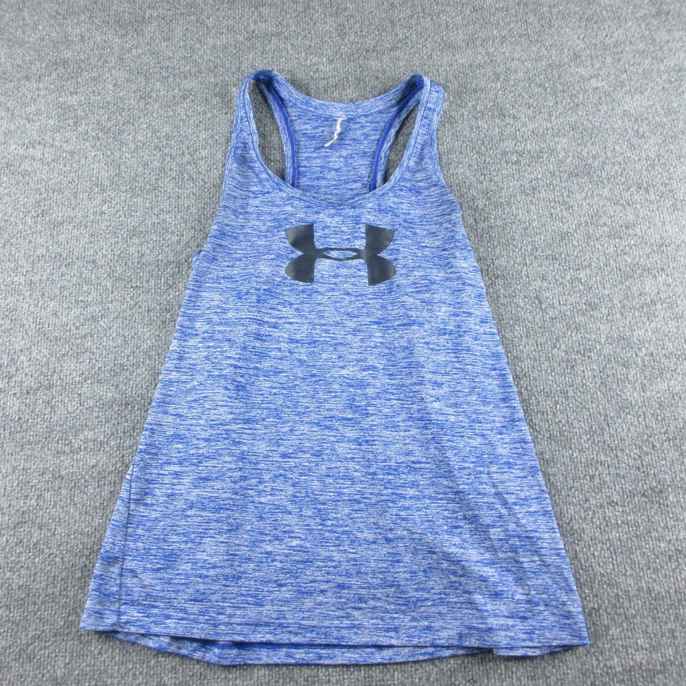 Under Armour Tank Top Womens M Blue HeatGear Racerback Logo Athletic Gym Running